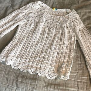 I McLaughlin White Crochet Knit Sweater Top, size L